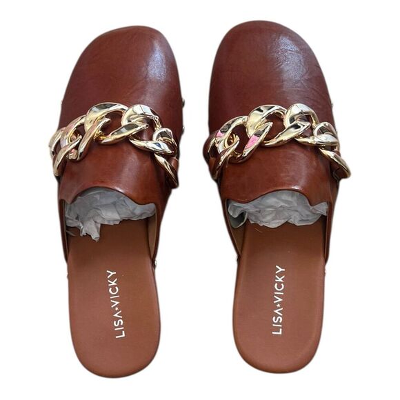 Lisa Vicky Chesnut Brown Vigor Clogs with Chain 7 - Picture 2 of 6